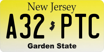 NJ license plate A32PTC