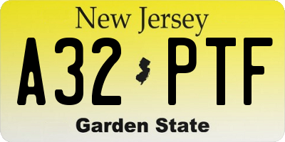 NJ license plate A32PTF