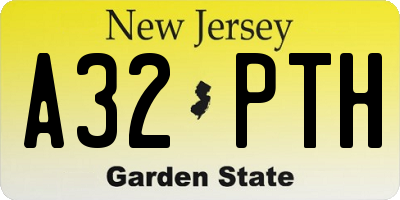 NJ license plate A32PTH