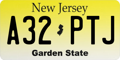 NJ license plate A32PTJ
