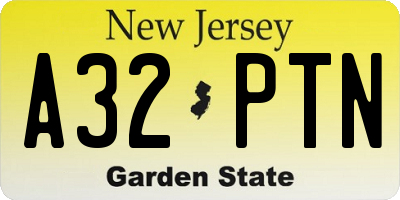NJ license plate A32PTN