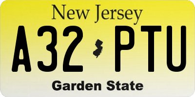 NJ license plate A32PTU