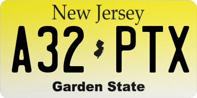 NJ license plate A32PTX