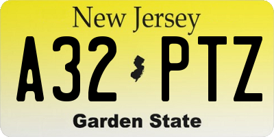 NJ license plate A32PTZ