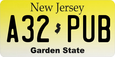 NJ license plate A32PUB