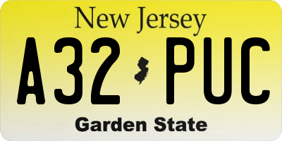 NJ license plate A32PUC