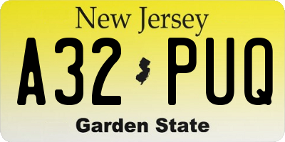 NJ license plate A32PUQ