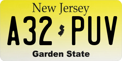 NJ license plate A32PUV