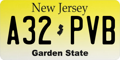 NJ license plate A32PVB
