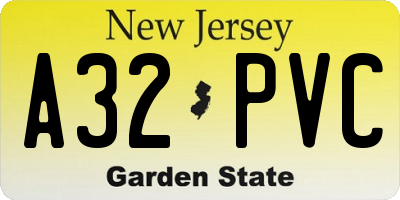NJ license plate A32PVC