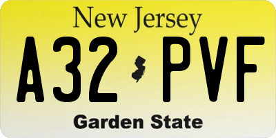 NJ license plate A32PVF