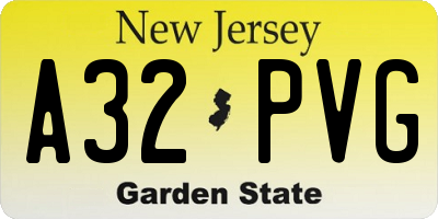 NJ license plate A32PVG