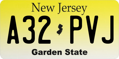 NJ license plate A32PVJ