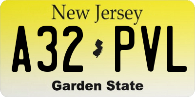 NJ license plate A32PVL