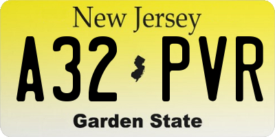 NJ license plate A32PVR
