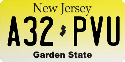 NJ license plate A32PVU