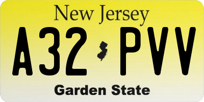 NJ license plate A32PVV