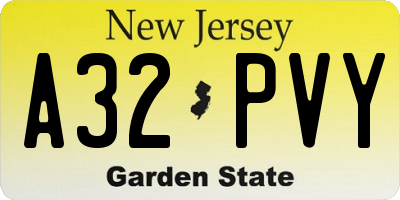 NJ license plate A32PVY