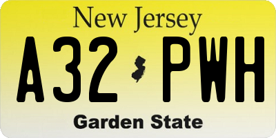 NJ license plate A32PWH