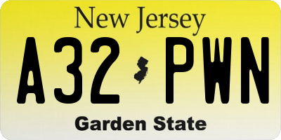 NJ license plate A32PWN