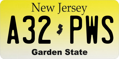 NJ license plate A32PWS