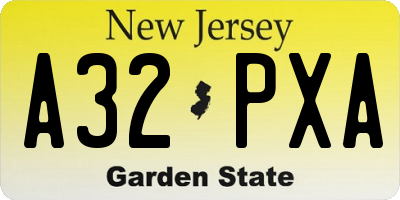 NJ license plate A32PXA