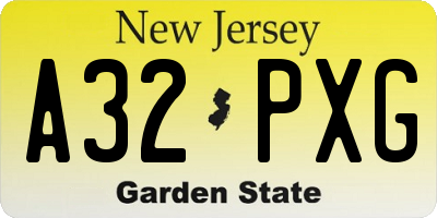 NJ license plate A32PXG