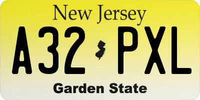 NJ license plate A32PXL