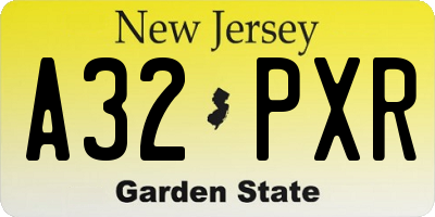NJ license plate A32PXR