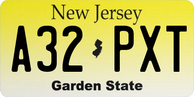 NJ license plate A32PXT