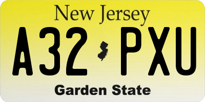 NJ license plate A32PXU