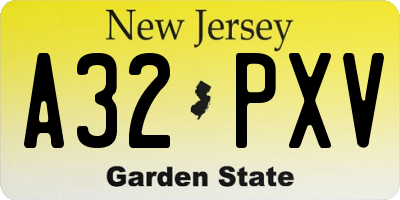 NJ license plate A32PXV