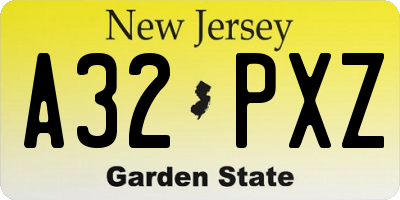 NJ license plate A32PXZ