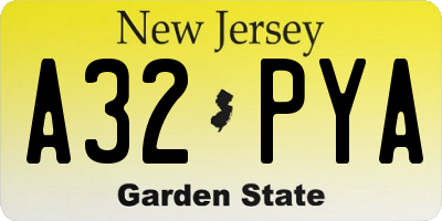 NJ license plate A32PYA