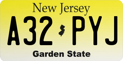 NJ license plate A32PYJ