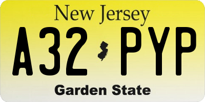 NJ license plate A32PYP