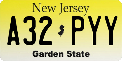 NJ license plate A32PYY