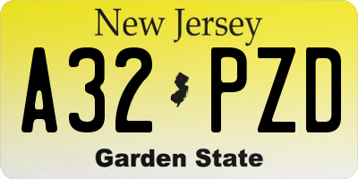NJ license plate A32PZD