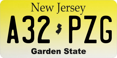 NJ license plate A32PZG