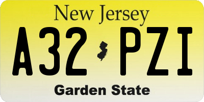 NJ license plate A32PZI