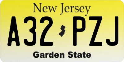 NJ license plate A32PZJ