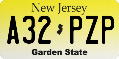 NJ license plate A32PZP