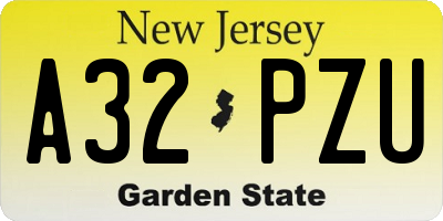 NJ license plate A32PZU