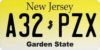 NJ license plate A32PZX