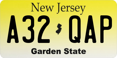 NJ license plate A32QAP