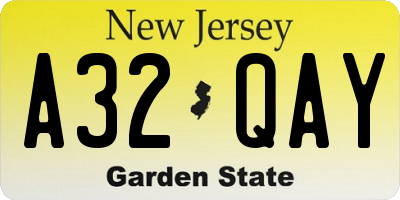 NJ license plate A32QAY