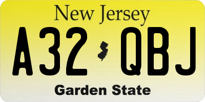 NJ license plate A32QBJ