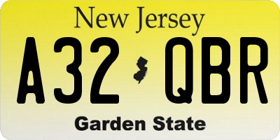 NJ license plate A32QBR