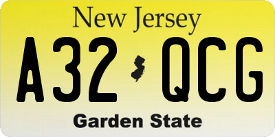 NJ license plate A32QCG