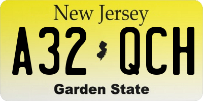 NJ license plate A32QCH